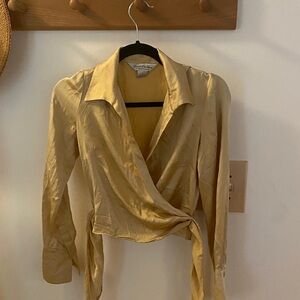 Brooks Brothers silk Gold Satin Wrap Blouse